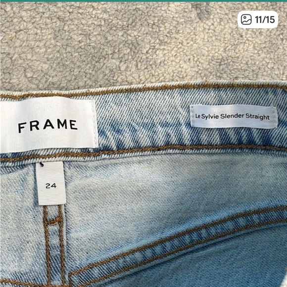 NWT Frame Le Sylvie High Rise Straight Fit Jeans Coated Ankle Black Ice Sz 24 - Picture 10 of 13